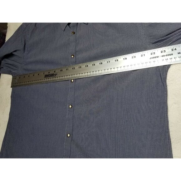 Armani Exchange Mens Blue Striped Button Down Shirt XL Roll Tab Long Sleeves - Picture 5 of 5